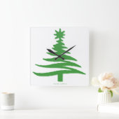 Moderne Weihnachtsbaumsteine druckgrün Quadratische Wanduhr (Zuhause)