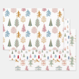 Moderne Weihnachtsbaumwrapping Paper Sheets Geschenkpapier Set