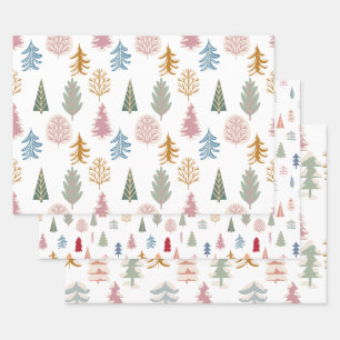 Moderne Weihnachtsbaumwrapping Paper Sheets Geschenkpapier Set
