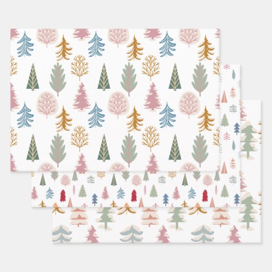 Moderne Weihnachtsbaumwrapping Paper Sheets Geschenkpapier Set (Set)
