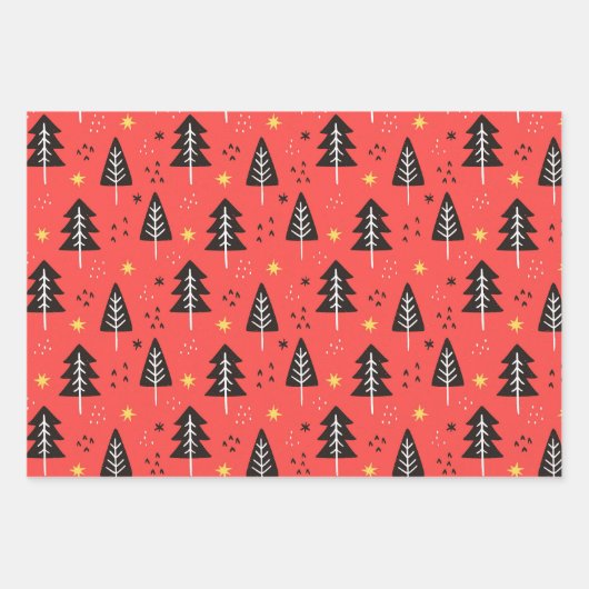 Moderne Weihnachtsbaumwrapping Paper Sheets Geschenkpapier Set (Vorderseite 3)