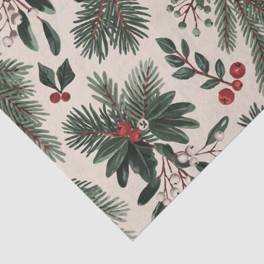 Moderne Weihnachtsbeeren-Blätter Seidenpapier (Detail)