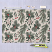 Moderne Weihnachtsbeeren-Blätter Seidenpapier (Handwerk)