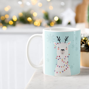 Moderne Weihnachtsbeleuchtung Llama Name Kaffeetasse