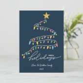 Moderne Weihnachtsbeleuchtung Tremflat Feiertagskarte (Stehend Vorderseite)