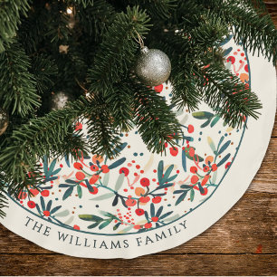 Moderne Weihnachtsberries Personalisiert Polyester Weihnachtsbaumdecke