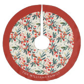 Moderne Weihnachtsberries Personalisiert Polyester Weihnachtsbaumdecke (Vorderseite)