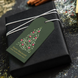 Moderne Weihnachtsblätterbaum-grüne rote Familie Geschenkanhänger