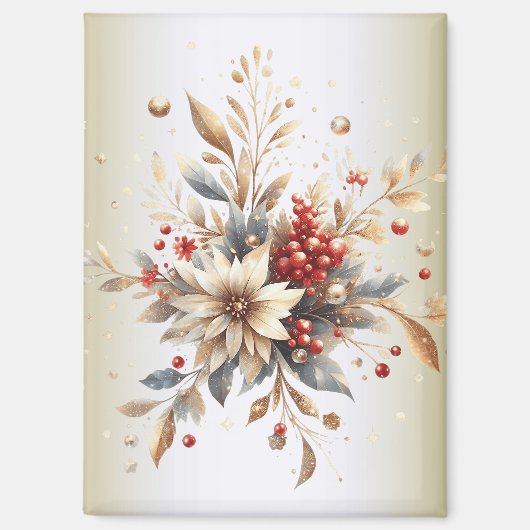 Moderne Weihnachtsblumen Magnet (Vorderseite)