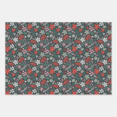 Moderne Weihnachtsblumen und Nussknacker Geschenkpapier Set (Vorderseite 3)
