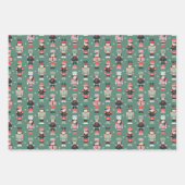 Moderne Weihnachtsblumen und Nussknacker Geschenkpapier Set (Vorderseite)