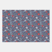 Moderne Weihnachtsblumen und Nussknacker Geschenkpapier Set (Vorderseite 3)