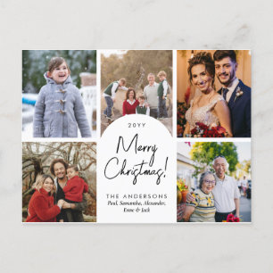 Moderne Weihnachtsbogen 5 Familie Foto Urlaub Feiertagspostkarte