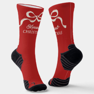 Moderne Weihnachtsbögen Retro-Feiertage Rot Socken