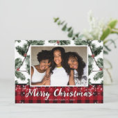 Moderne Weihnachtsbüffel karierte Urlaubskarte Feiertagskarte (Stehend Vorderseite)