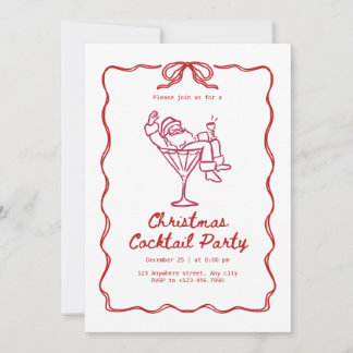Moderne Weihnachtscocktailparty mit Santa, lustig Einladung