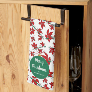 Moderne Weihnachtsdekoration Familienname rot flor Geschirrtuch
