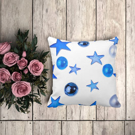 Moderne Weihnachtsdekoration mit blauen Verzierung Kissen