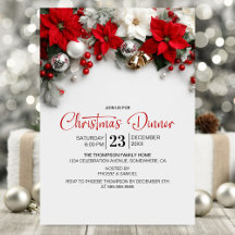 Moderne Weihnachtsdinnerparty mit Poinsettien