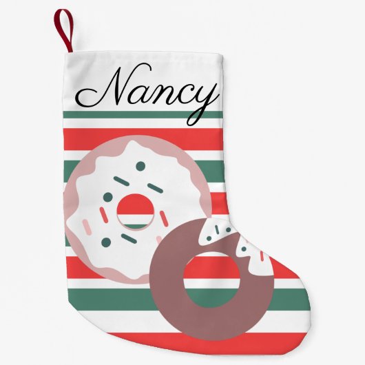 Moderne WeihnachtsDonuts Dot Sprinkles Kleiner Weihnachtsstrumpf (Vorderseite)