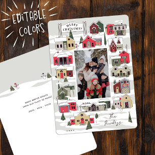 Moderne Weihnachtsdorf-Familienfoto Weihnachten