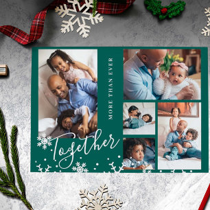 Moderne Weihnachtsfamilie 5 Foto Collage Grüße Feiertagspostkarte