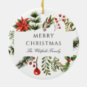 Moderne Weihnachtsfamilie Botanische Vegetation Keramik Ornament (Hinten)