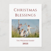 Moderne Weihnachtsfamilie Foto Urlaub Postkarte (Vorderseite)