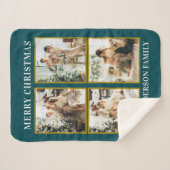 Moderne Weihnachtsfamilie FotoCollage Aquamarin Sherpadecke (Vorderseite (Horizontal))