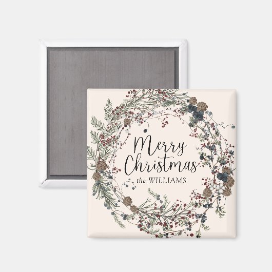 Moderne Weihnachtsfamilie für Wildblumen Magnet (Vorderseite/Rückseite)