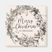 Moderne Weihnachtsfamilie für Wildblumen Magnet (Vorne)