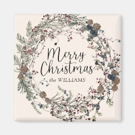 Moderne Weihnachtsfamilie für Wildblumen Magnet