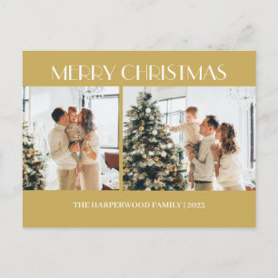 Moderne Weihnachtsfamilie Zwei Fotos Feiertagspostkarte