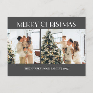 Moderne Weihnachtsfamilie Zwei Fotos Feiertagspostkarte