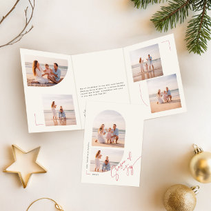 Moderne Weihnachtsfamilienfoto-Weihnachten Dreifach Gefaltete Urlaubskarte