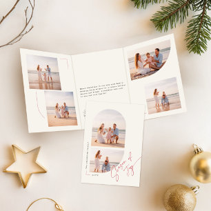 Moderne Weihnachtsfamilienfoto-Weihnachten Dreifach Gefaltete Urlaubskarte