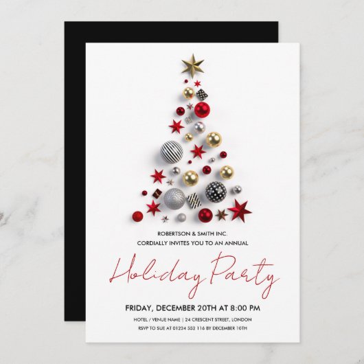 Moderne Weihnachtsfeier Einladung (Vorne/Hinten)