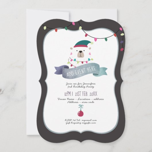 Moderne Weihnachtsfeier für den Polar Bär - Jeglic Einladung (Vorderseite)