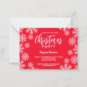 Moderne Weihnachtsfeier mit rotem Schnee Mitteilungskarte