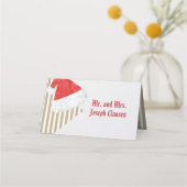 Moderne Weihnachtsfeier mit Roter Weihnachtsmannmü Platzkarte (Rückseite)