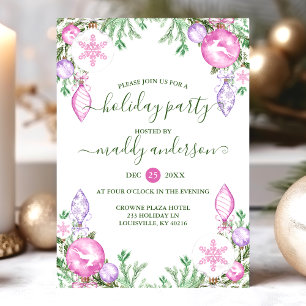 Moderne Weihnachtsfeier Pink Lila Aquarell Feiertagskarte