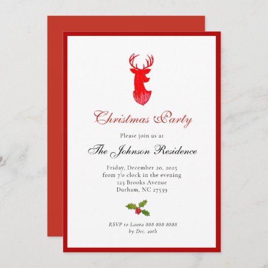 Moderne Weihnachtsfeier Rentiers Ankündigung (Vorne/Hinten)