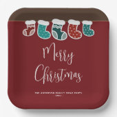 Moderne Weihnachtsfeier Strumpf Pappteller (Vorderseite)