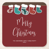 Moderne Weihnachtsfeier Strumpf Rechteckiger Pappuntersetzer (Vorderseite)