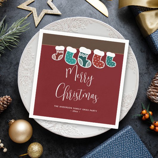 Moderne Weihnachtsfeier Strumpf Serviette