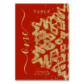 Moderne Weihnachtsfeiertage Hochzeit Gold Rot Tischnummer (Rückseite)