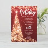 MODERNE Weihnachtsfeiertage Open House Party Red G Einladung (Stehend Vorderseite)