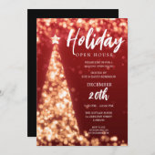 MODERNE Weihnachtsfeiertage Open House Party Red G Einladung (Vorne/Hinten)