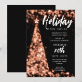 MODERNE Weihnachtsfeiertage Open House Rose Gold Einladung (Vorne/Hinten)