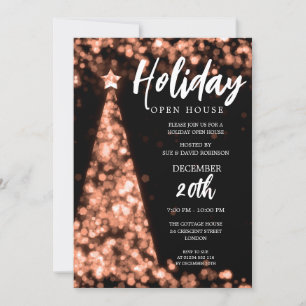 MODERNE Weihnachtsfeiertage Open House Rose Gold Einladung